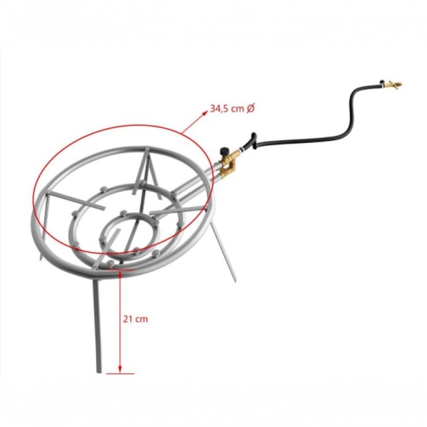 Encontraproduto.com.br - Fogareiro Multiuso 12 Caulins Alta Pressão 350 Mm Diâmetro