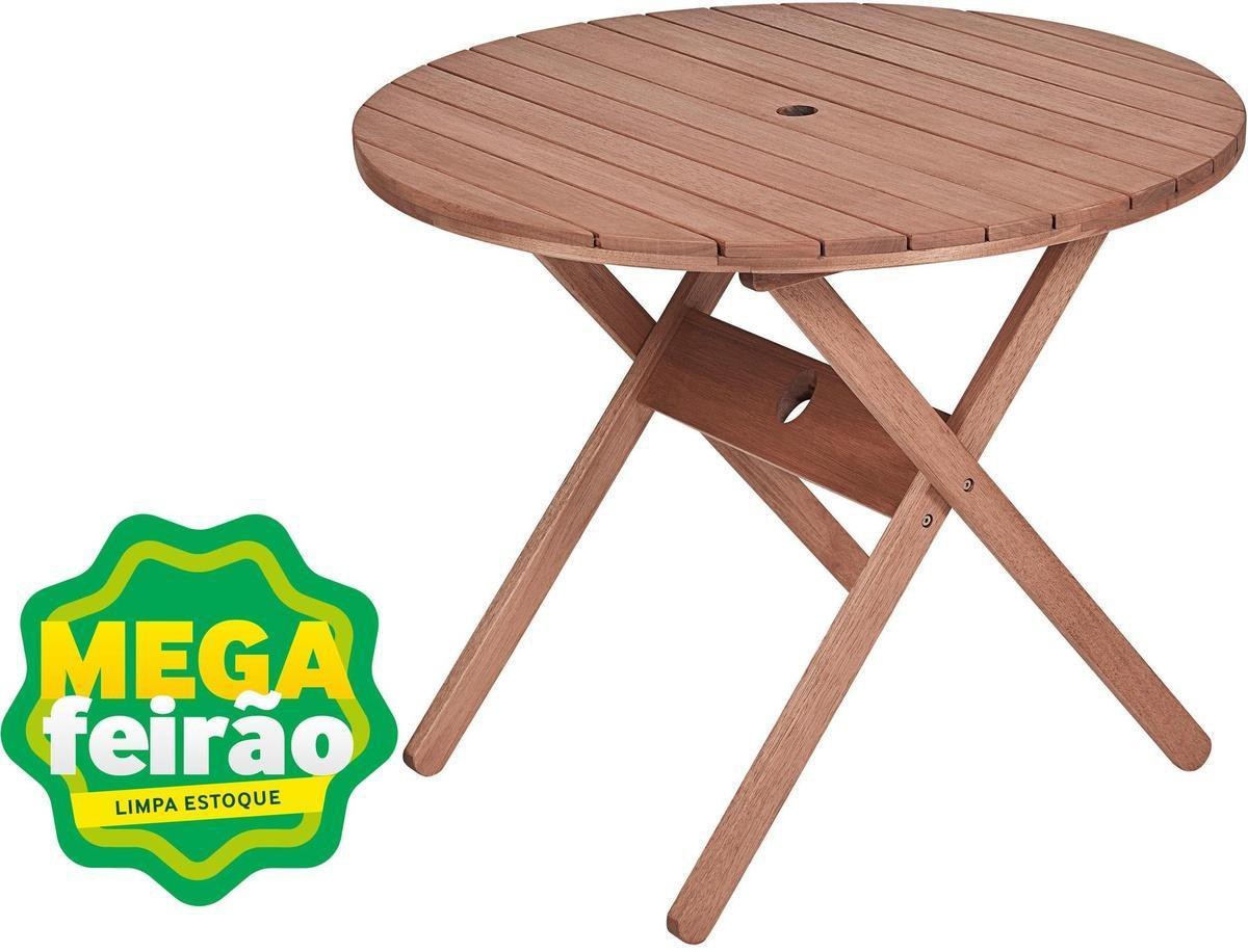 Mesa de Madeira Butzke Dobrável Ipanema Eucalipto Stain Nogueira