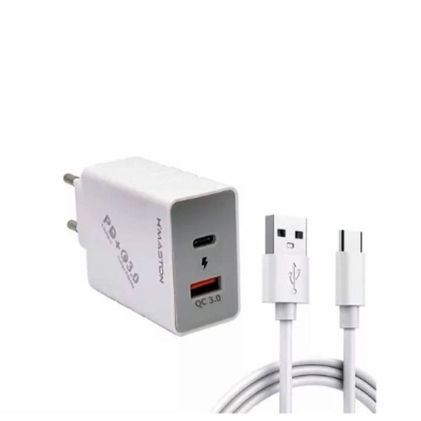 Encontraproduto.com.br - Carregador Turbo - 1 Usb + 1 Tipo C- Hmaston - 3.1 A - Y41-3