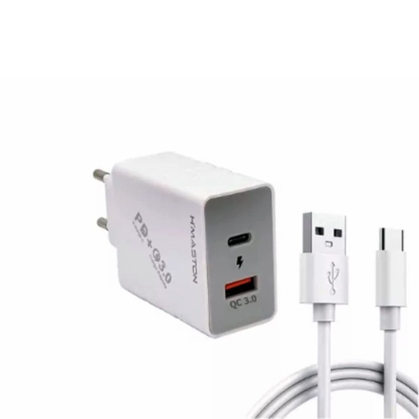 Encontraproduto.com.br - Carregador Turbo - 1 Usb + 1 Tipo C- Hmaston - 3.1 A - Y41-3
