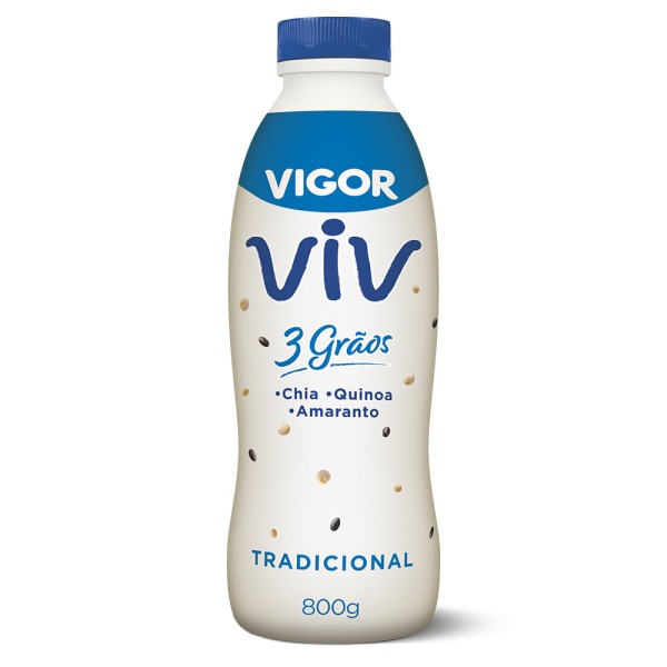 Encontraproduto.com.br - Iogurte Tradicional Vigor Viv 3 Grãos Garrafa 800g