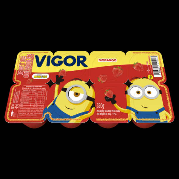 Encontraproduto.com.br - Petit Suisse Morango Vigor Minions Bandeja com 6 Unidades 320g