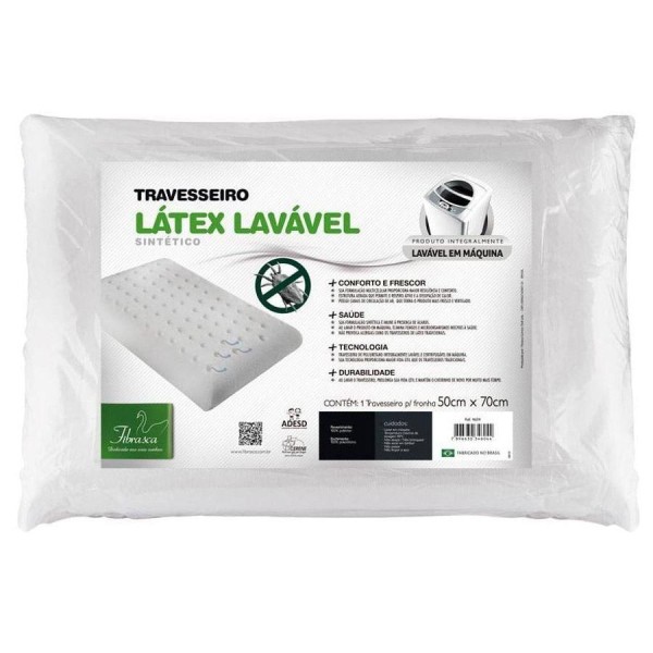 Encontraproduto.com.br - Travesseiro T. Látex Lavável Sintético P/fronha (50x70) - Fibrasca