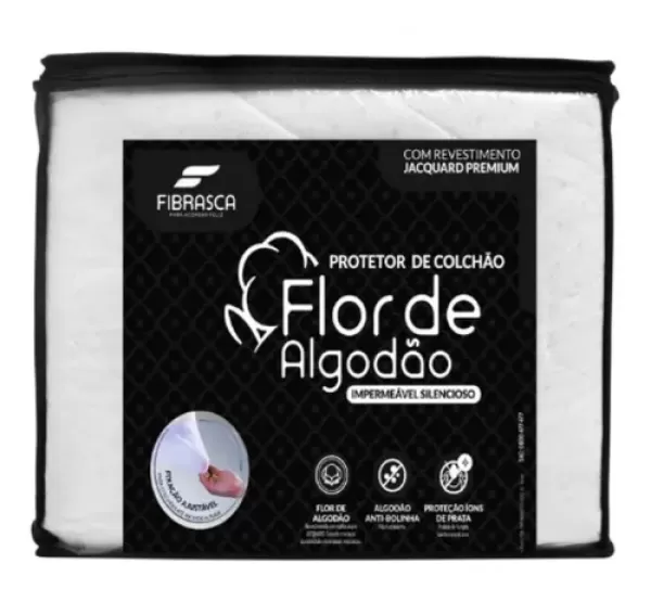 Protetor de Colchão Impermeável Queen  160x200 cm Slip Flor de Algodão Fibrasca