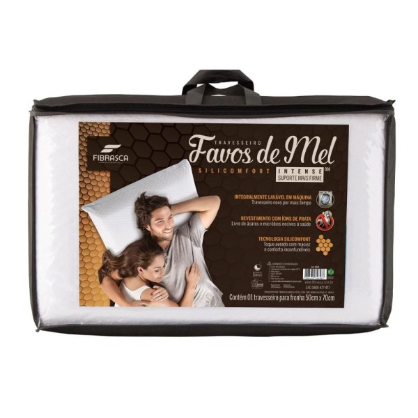 Encontraproduto.com.br - Travesseiro Fibras Siliconadas Favos de Mel Intense D30 Lavável p/Fronha (50x70) - Fibrasca