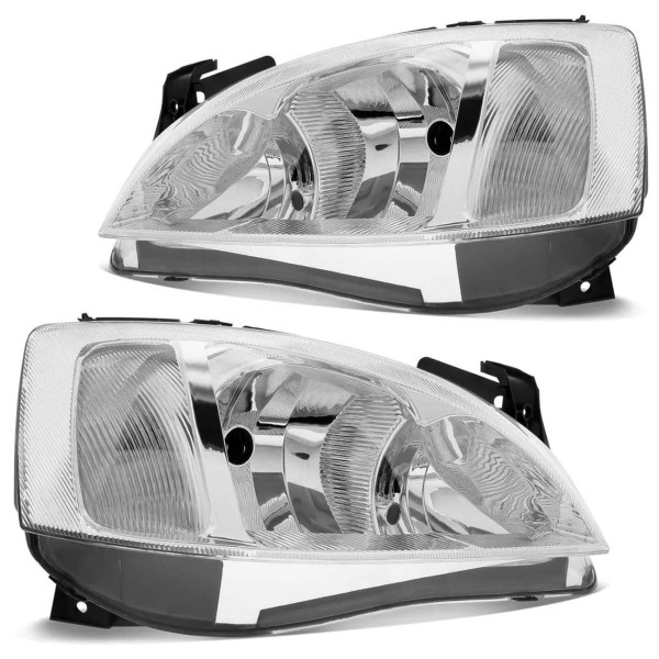 Encontraproduto.com.br - Farol Corsa Hatch Sedan Montana 2003 2004 2005 2006 2007 2008 2009 2010 Máscara Cromada