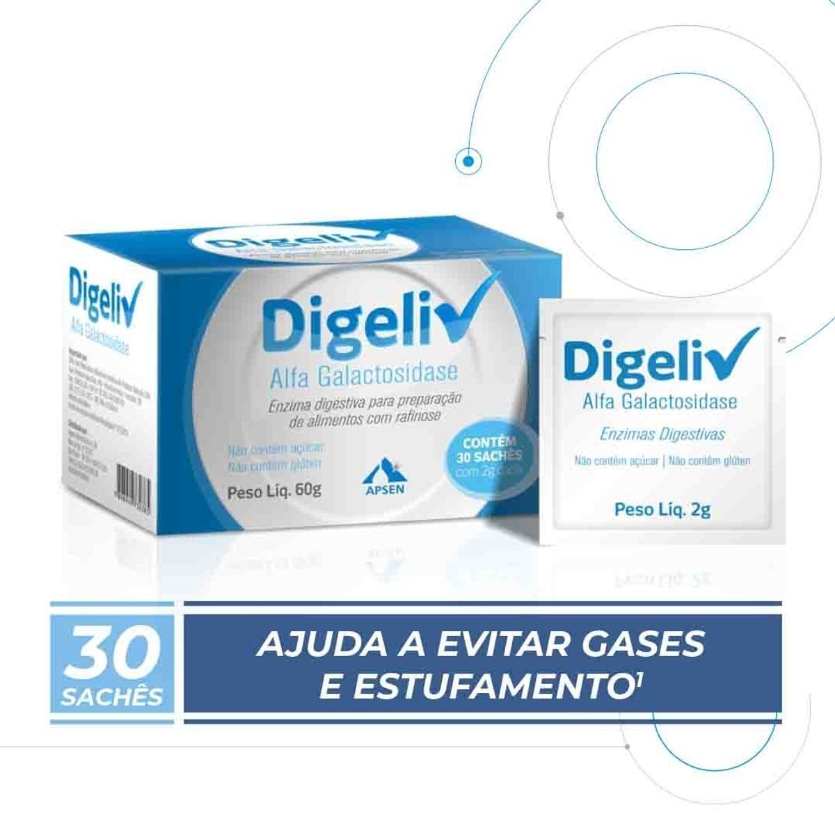 Encontraproduto.com.br - Digeliv 30 Sachês com 2G