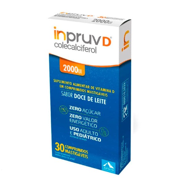 Encontraproduto.com.br - Vitamina D Inpruv D Mastigável Doce de Leite 2000UI c/30 Cpr