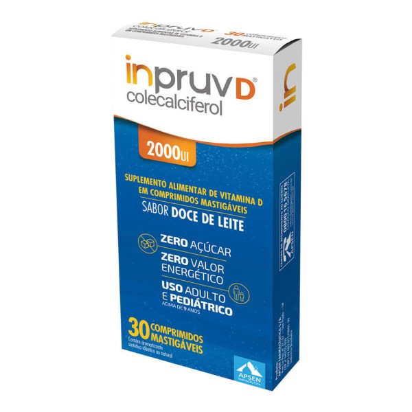Encontraproduto.com.br - Vitamina D Inpruv D Mastigável Doce de Leite 2000UI c/30 Cpr