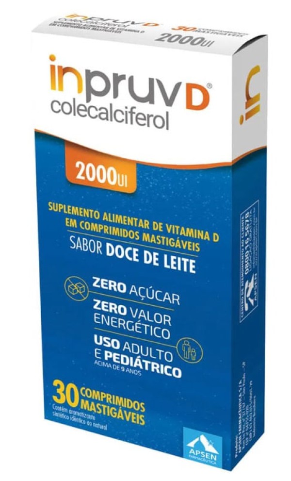 Encontraproduto.com.br - Vitamina D Inpruv D Mastigável Doce de Leite 2000UI c/30 Cpr