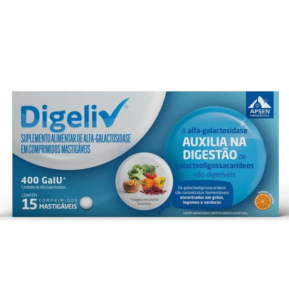 Encontraproduto.com.br - Digeliv 400gaiu Com 15 Comprimidos Mastigáveis