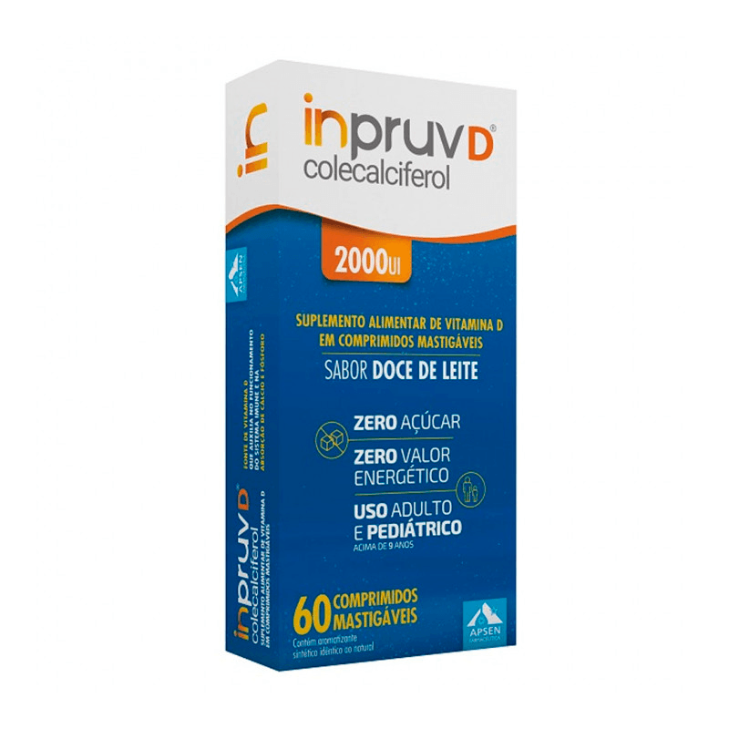 Encontraproduto.com.br - Vitamina D Inpruv D Mastigável Doce de Leite 2000UI 60 Comprimidos