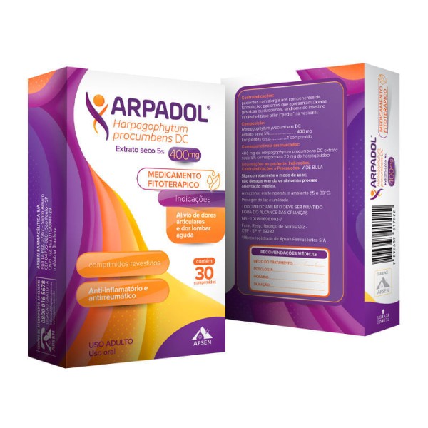 Encontraproduto.com.br - Arpadol 400MG Comprimido revestido - Caixa com 30 Comprimidos