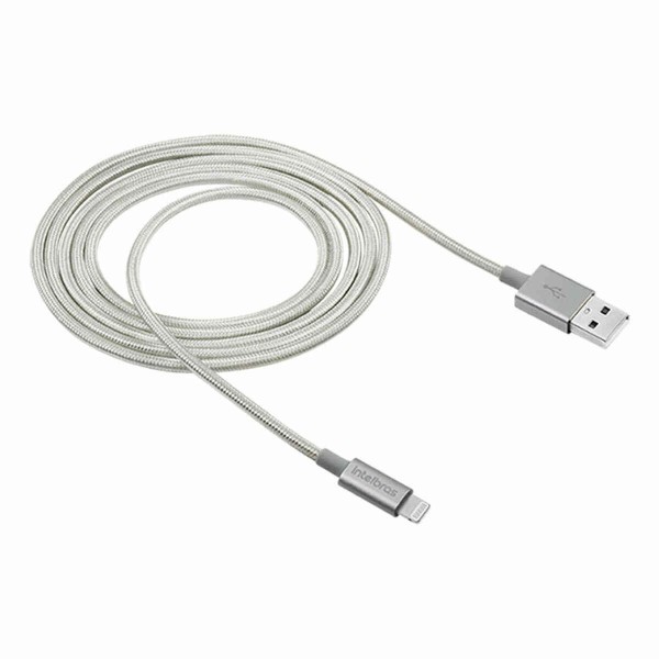 Encontraproduto.com.br - Cabo 1,5m Lightning USB Branco Nylon Intelbras