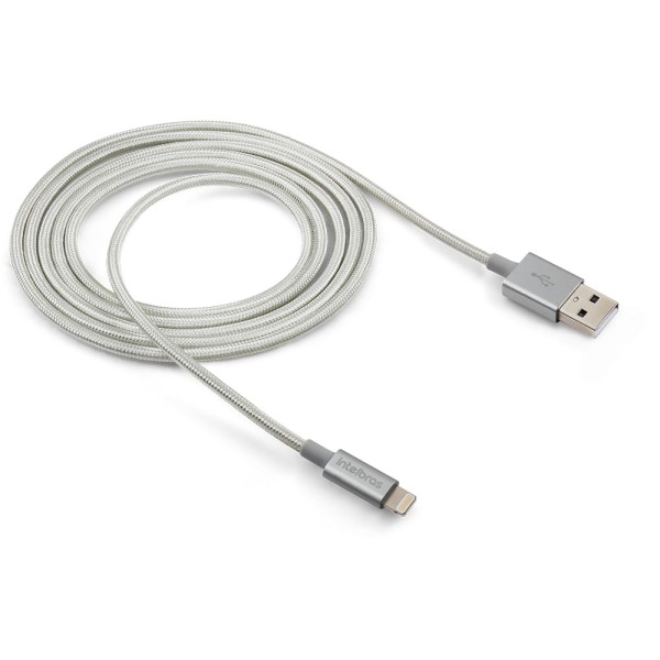 Encontraproduto.com.br - Cabo 1,5m Lightning USB Branco Nylon Intelbras
