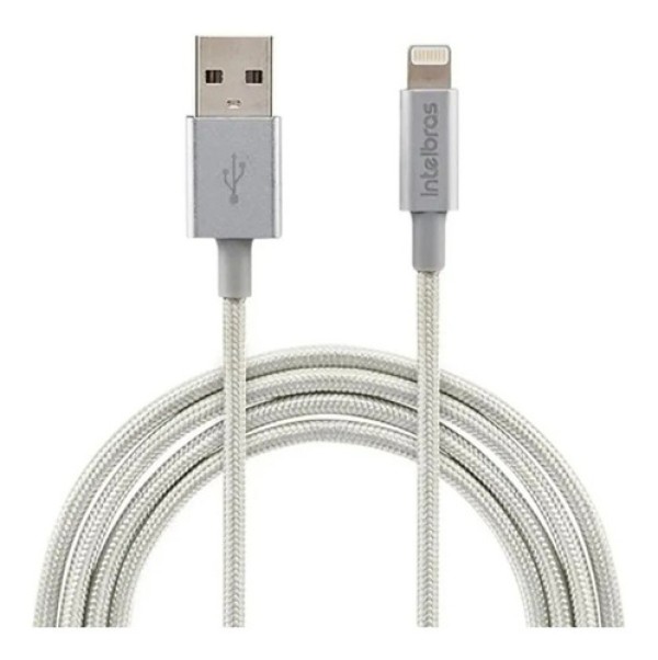 Encontraproduto.com.br - Cabo 1,5m Lightning USB Branco Nylon Intelbras