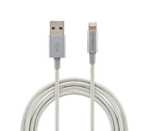 Encontraproduto.com.br - Cabo 1,5m Lightning USB Branco Nylon Intelbras