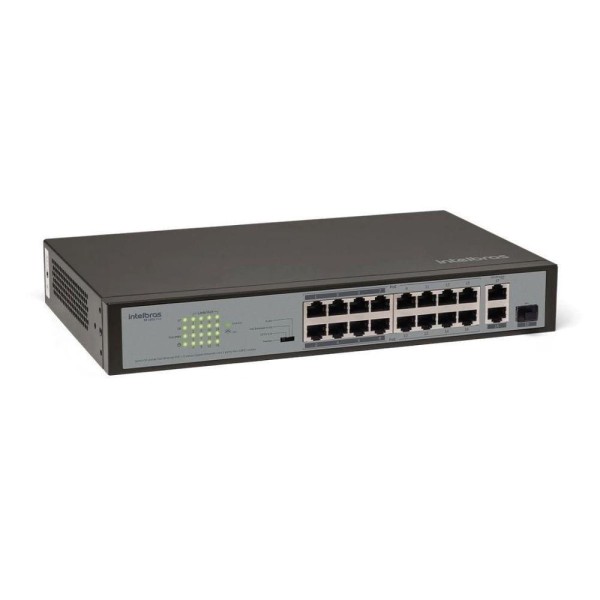 Encontraproduto.com.br - Switch 16 portas Fast Ethernet PoE + SF 1821 PoE Intelbras