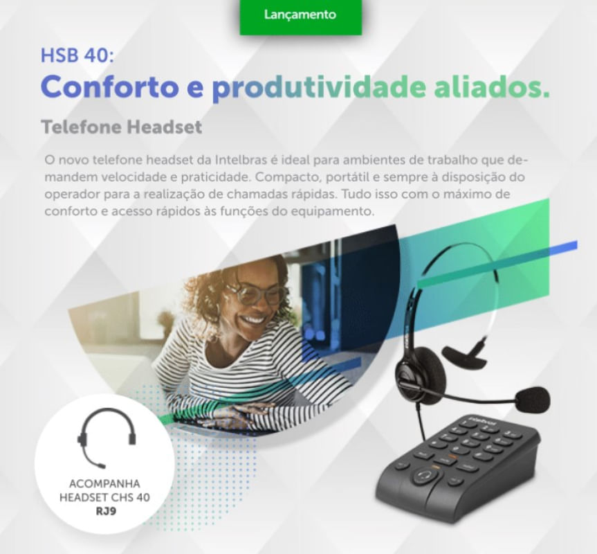 Encontraproduto.com.br - Telefone com Headset HSB 40 Intelbras