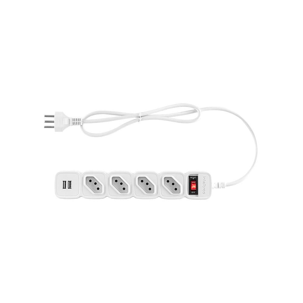 Filtro de Linha Bivolt 4 Tomadas 2 USB Cabo 1M EPE 204 4824204 Branco - Intelbras