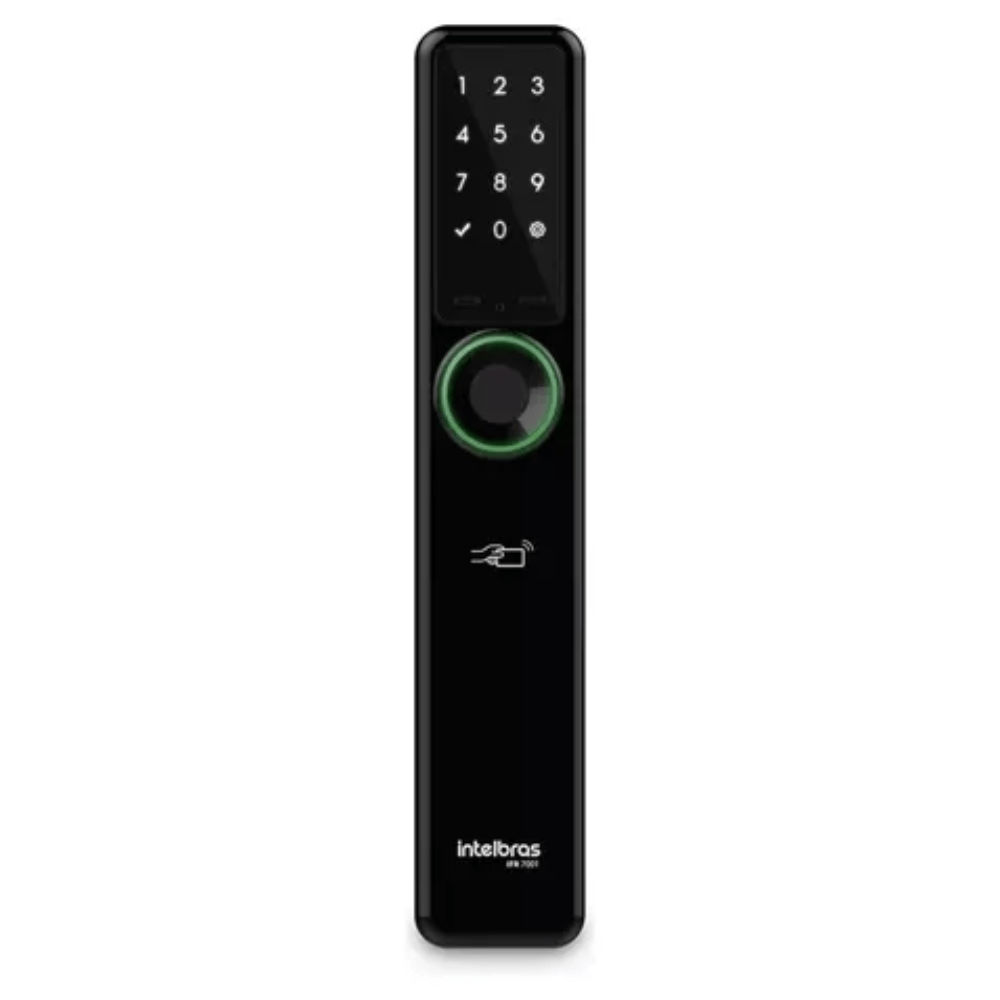 Encontraproduto.com.br - Fechadura Inteligente de Embutir com Biometria IFR 7001 Preta Intelbras