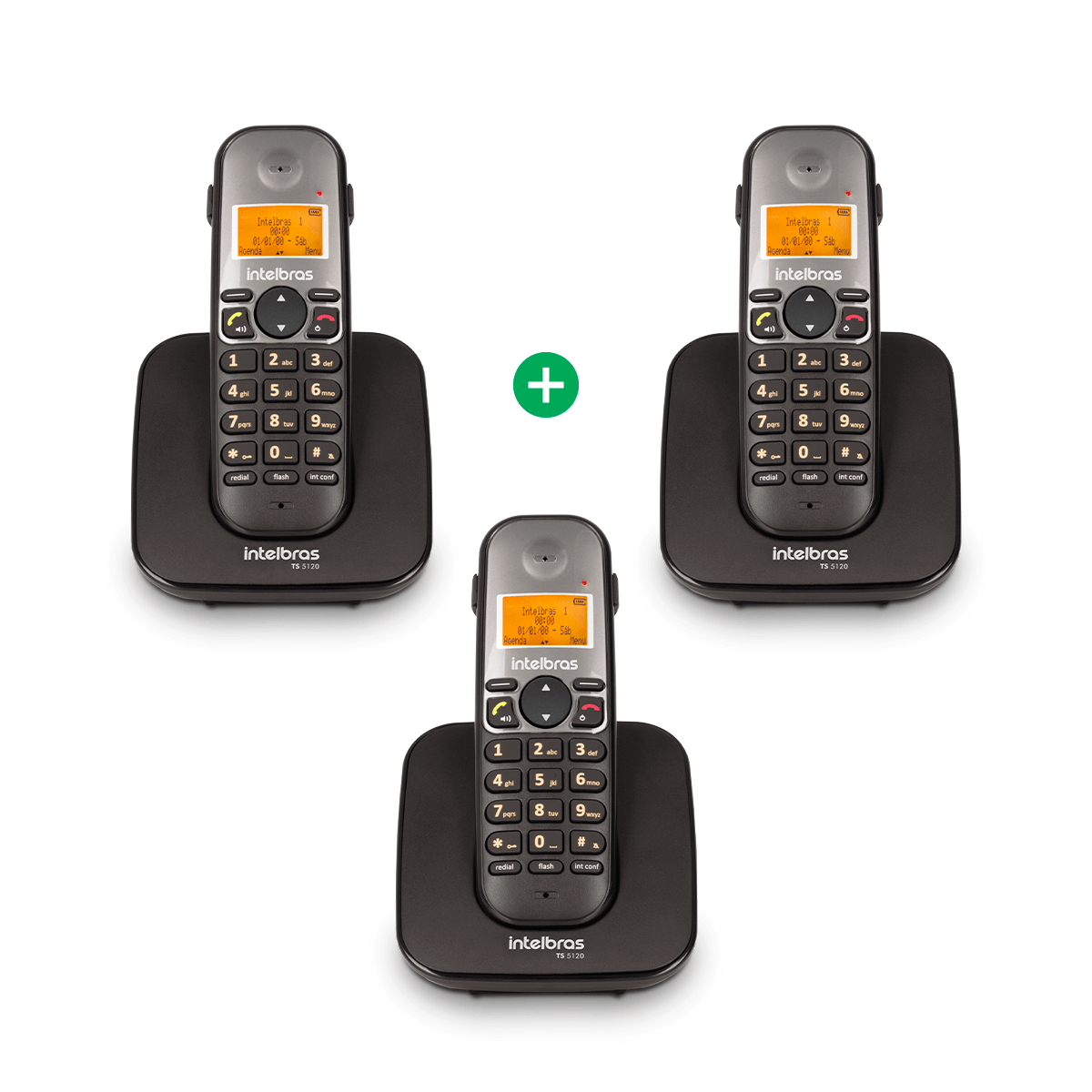 Encontraproduto.com.br - Telefone sem Fio + 2 Ramais TS5123 Preto 4125123 Intelbras