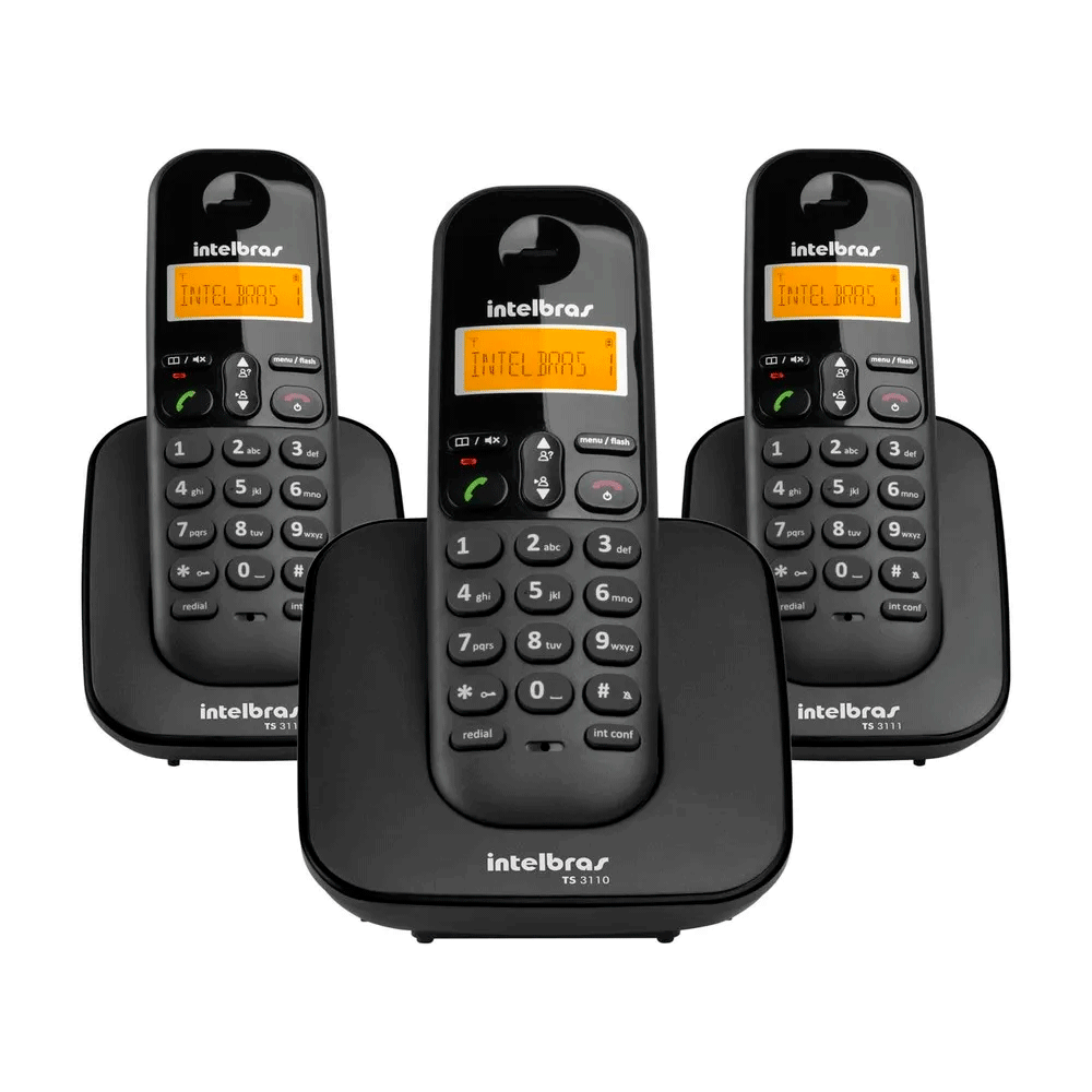 Encontraproduto.com.br - Telefone Sem Fio Intelbras Ts3113 Base E 2 Ramais Dect 6.0 Preto