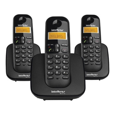 Encontraproduto.com.br - Telefone Sem Fio Intelbras Ts3113 Base E 2 Ramais Dect 6.0 Preto
