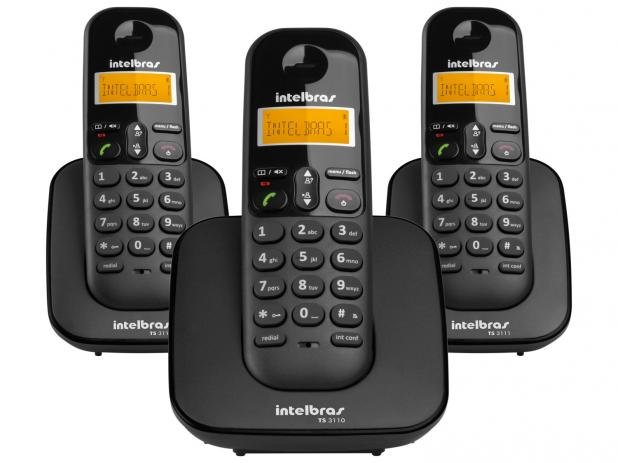 Encontraproduto.com.br - Telefone Sem Fio Intelbras Ts3113 Base E 2 Ramais Dect 6.0 Preto