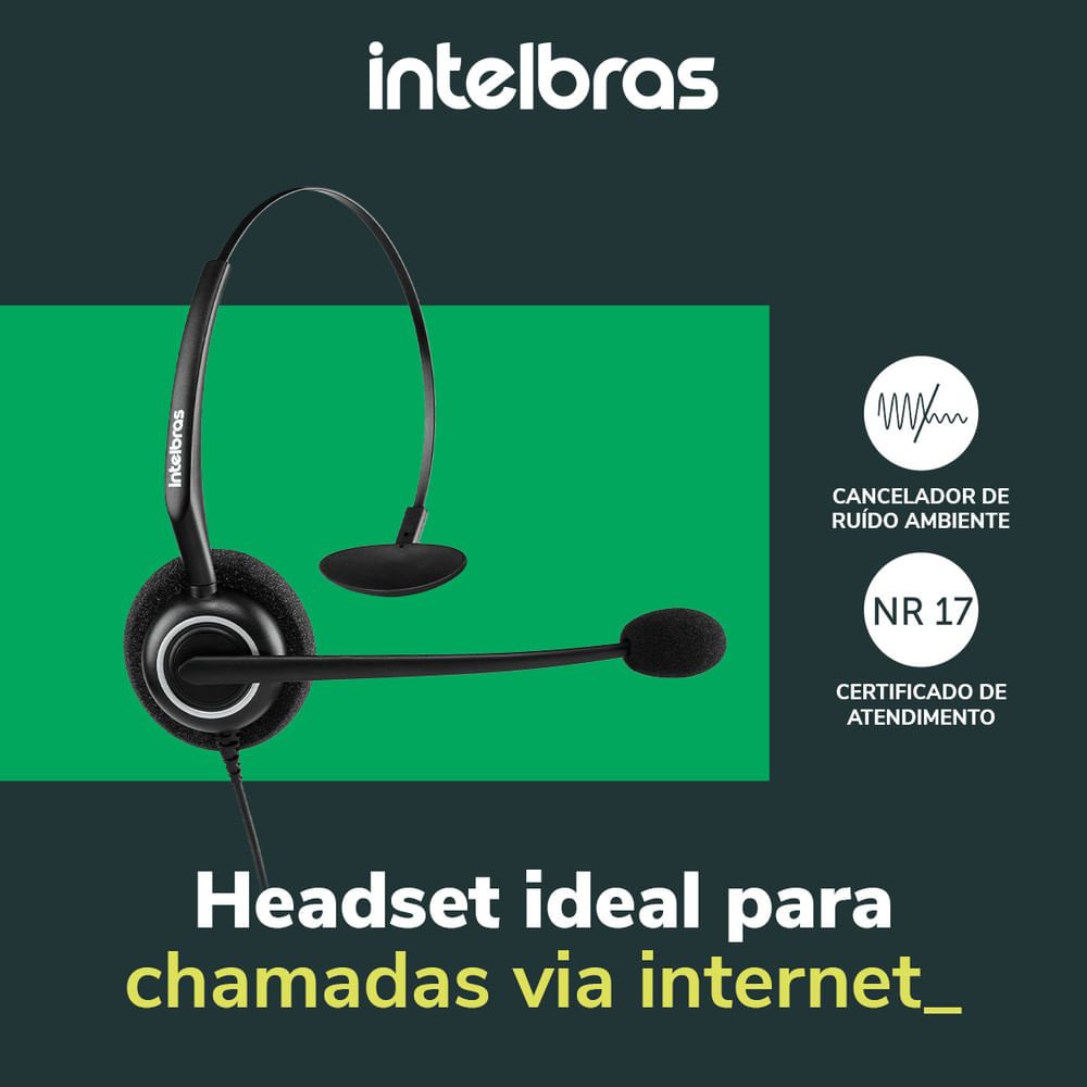 Encontraproduto.com.br - Headset com fio CHS 55 USB com Microfone e Cancelamento de Ruído Intelbras