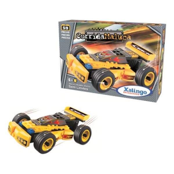 Encontraproduto.com.br - Blocos de Encaixe - Corrida Maluca - Sem Barreiras - 62 peças - Xalingo