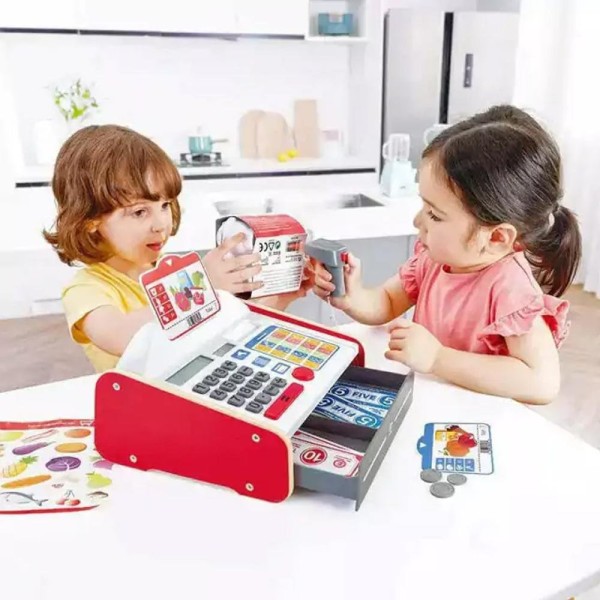 Encontraproduto.com.br - Caixa Registradora Hape Em Madeira Com Scanner Supermercado 67610 (MP)