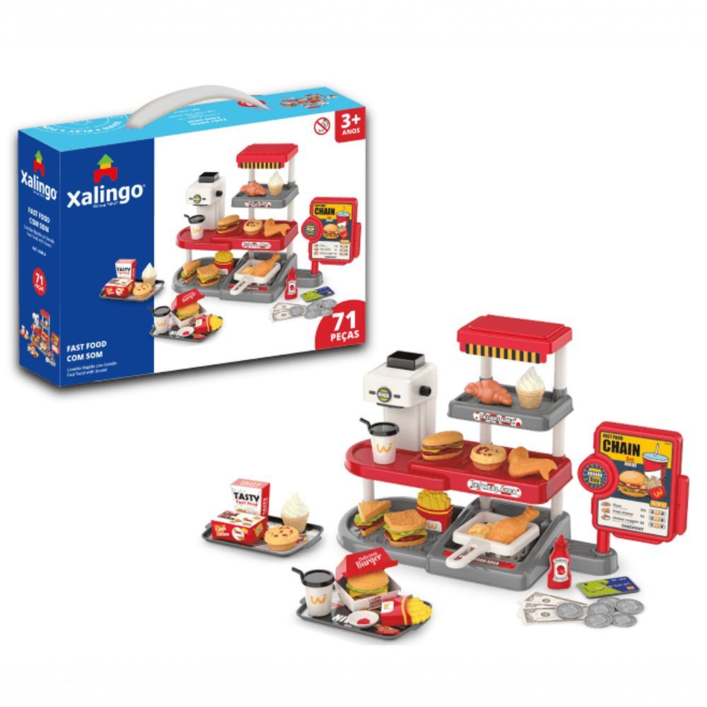 Encontraproduto.com.br - Fast-food Com Som 71 Peças Xalingo