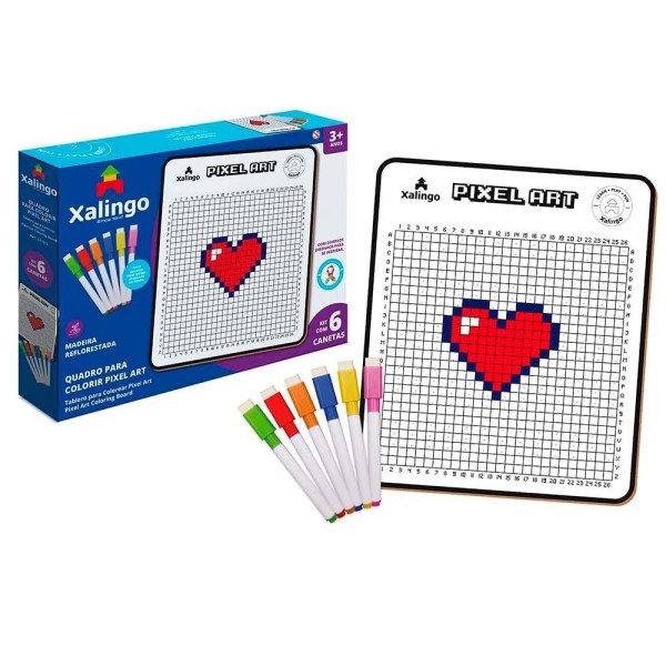 Encontraproduto.com.br - Quadro Pixel Art Para Colorir - Xalingo