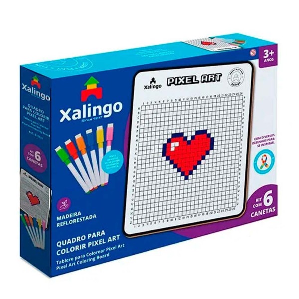 Encontraproduto.com.br - Quadro Pixel Art Para Colorir - Xalingo