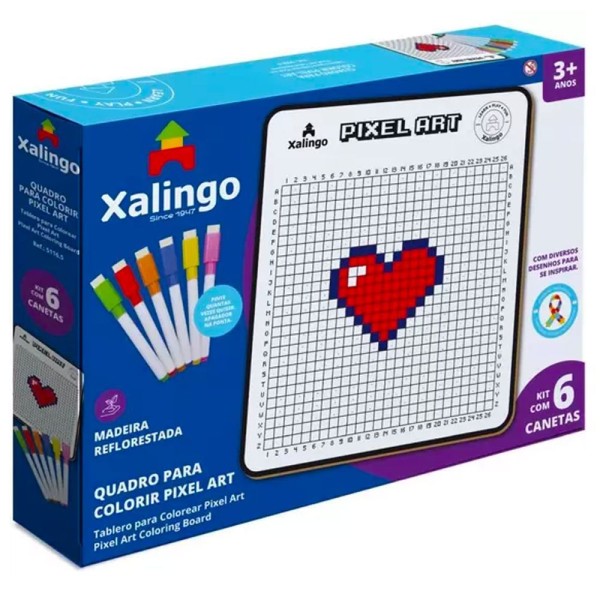 Encontraproduto.com.br - Quadro Pixel Art Para Colorir - Xalingo