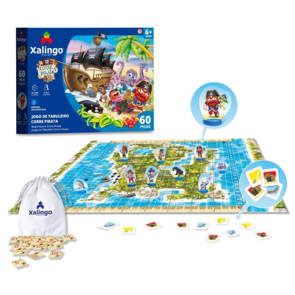 Encontraproduto.com.br - Jogo De Tabuleiro Corre Pirata 60 Peças Xalingo