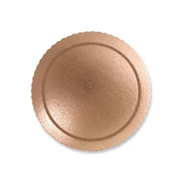 Prato Plano Cake Board Ouro Rosé Redondo 24cm - Ultrafest