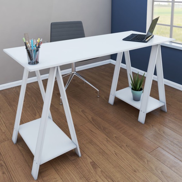 Encontraproduto.com.br - Mesa Dobrável Multivisão com Suporte Branca 100x50cm