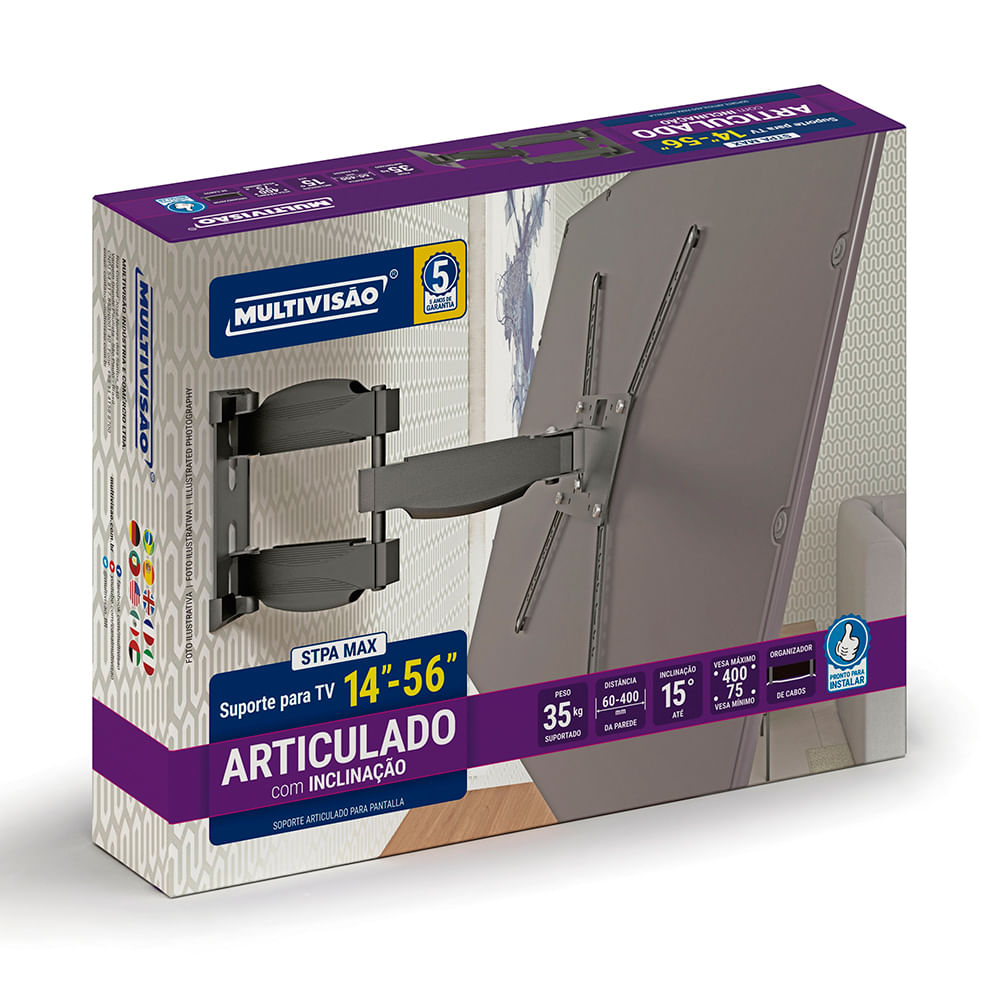 Encontraproduto.com.br - Suporte Tv Triarticulado Com Inclinação 14
