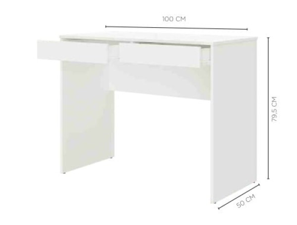 Encontraproduto.com.br - Escrivaninha com 02 Gavetas 100x80cm Branca Multivisão