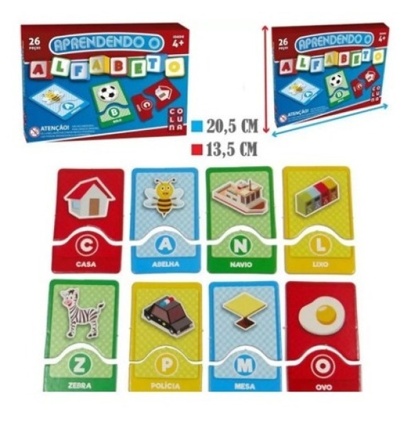 Jogo Infantil Educativo Aprendendo o Alfabeto 26 Peças Pais e Filhos 903