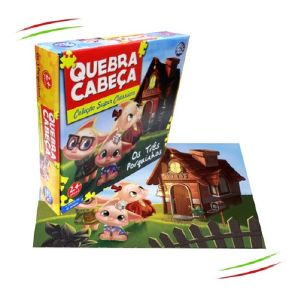 Encontraproduto.com.br - Puzzle Os 3 Porquinhos 24 Peças - Pais e Filhos UNICA