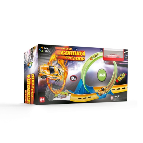 Encontraproduto.com.br - Pista de Corrida com Loop 10 Peças - Pais e Filhos