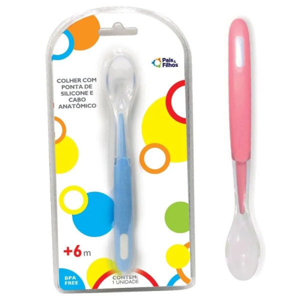 Encontraproduto.com.br - Colher Com Ponta De Silicone E Cabo Anatômico Para Bebê