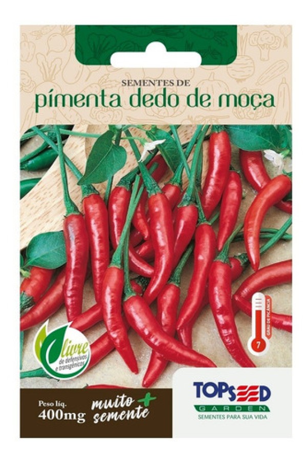 Sementes de Pimenta Dedo de Moça Tradicional Topseed Garden