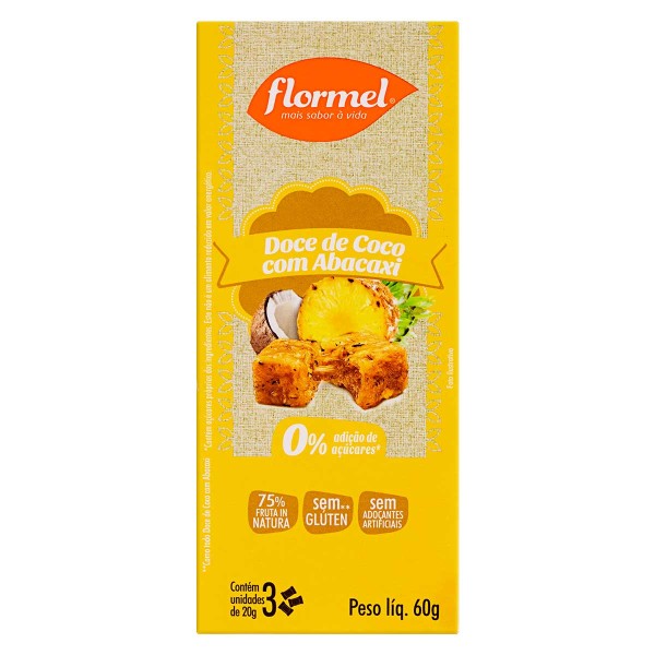 Encontraproduto.com.br - Doce de Abacaxi com Coco Zero 3un 60g- Flormel