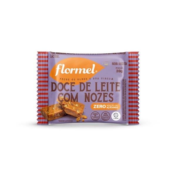 Encontraproduto.com.br - Tablete de Doce de Leite com Nozes, Zero Açúcar - Caixa com 3 Unidades de 20g cada
