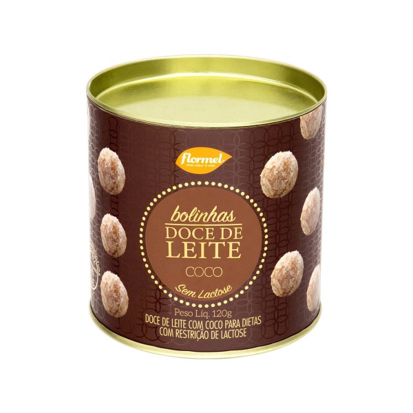 Encontraproduto.com.br - Doce de Leite em Bolinhas com Coco Zero Lactose Flormel Lata 120g