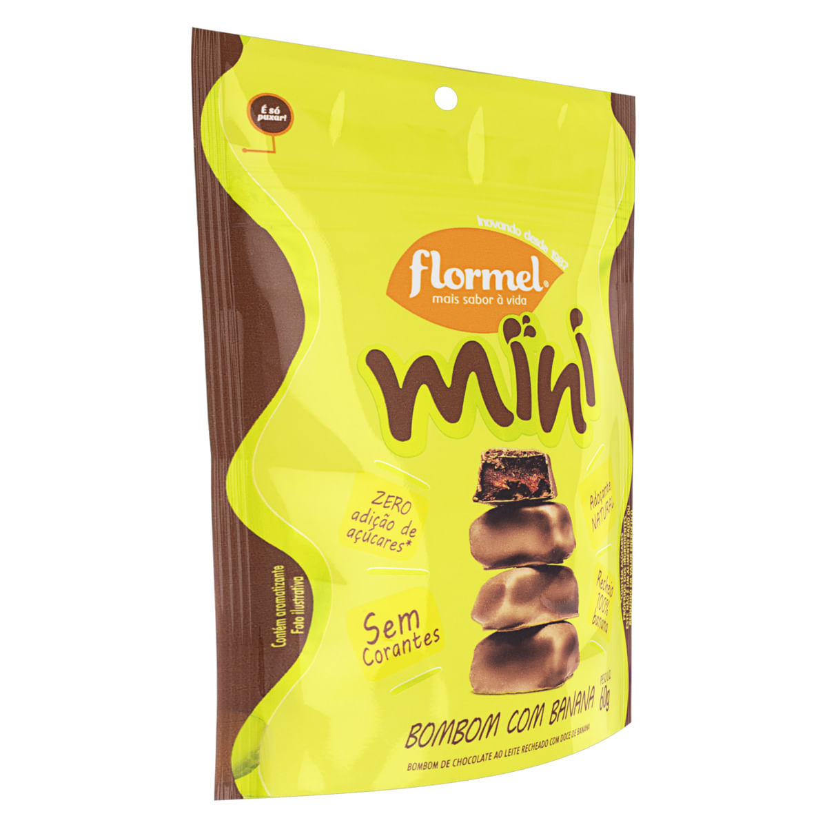Encontraproduto.com.br - Mini Bombom com Banana Flormel 60g